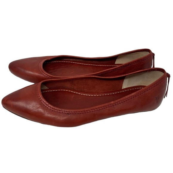Frye Women's Red Leather Flats - Picture 7 of 8